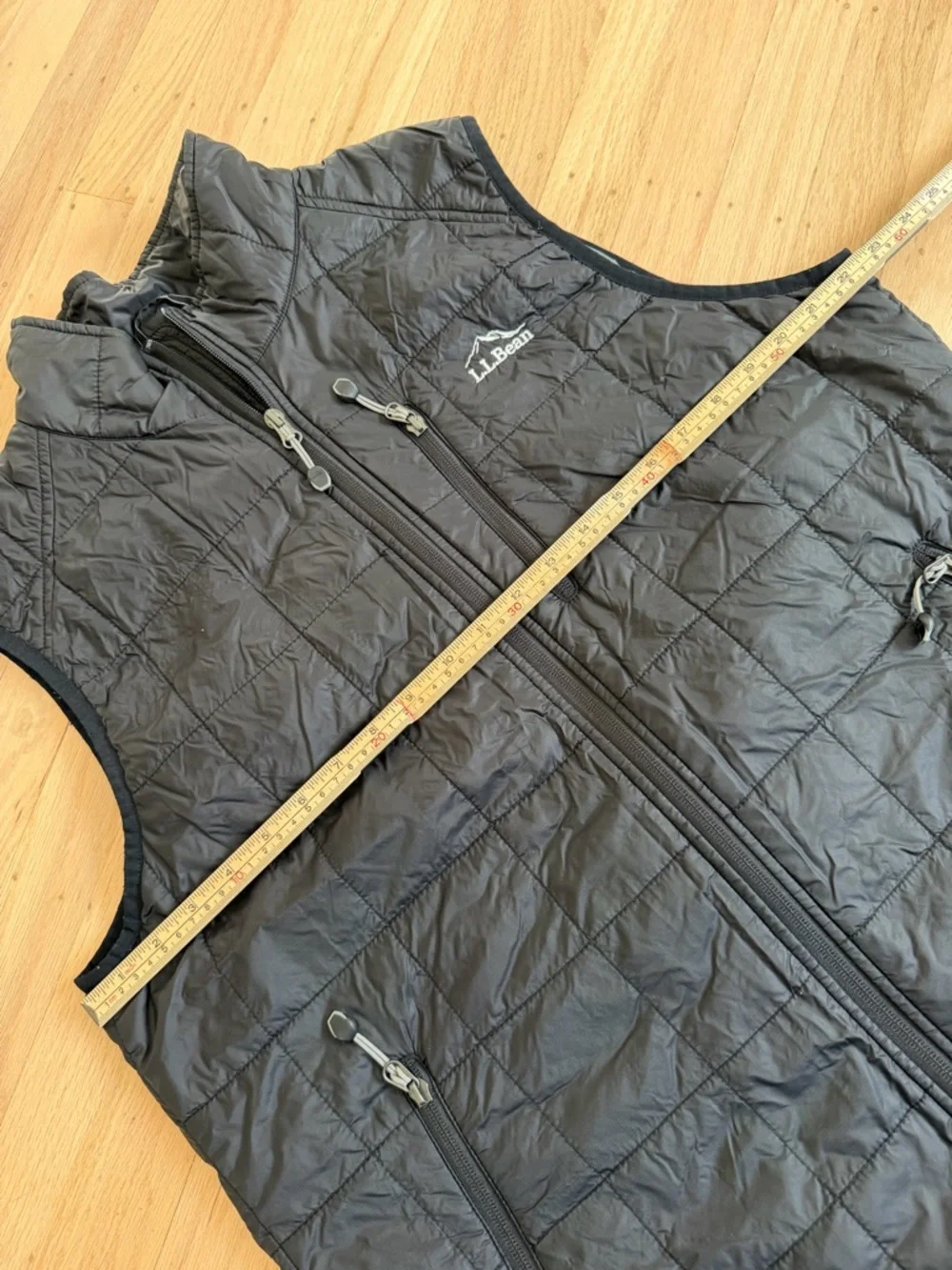 LL Bean Men’s Primaloft Packaway Vest Size Large L Black Quilted Lightweight